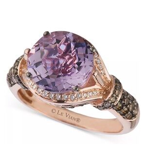Amethyst (3 ct. t.w.) and Diamond (1/2 ct. t.w.) Ring in 14k Rose Gold